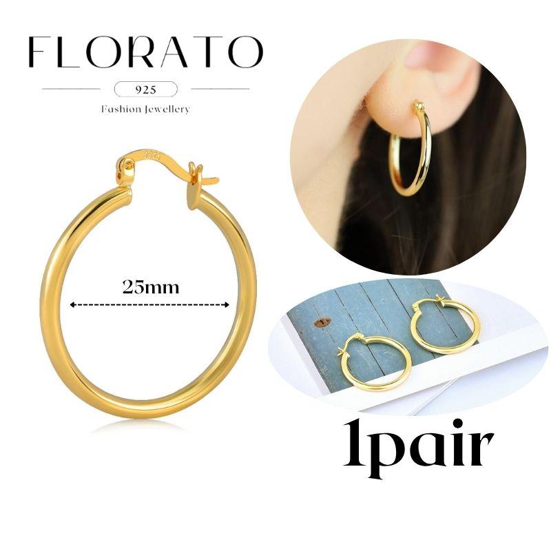 Perforation 925 Silver Ear Needle Minimalist Hoop Earrings Metallic Gold Earrings For Women CZ Fashion Jewelry