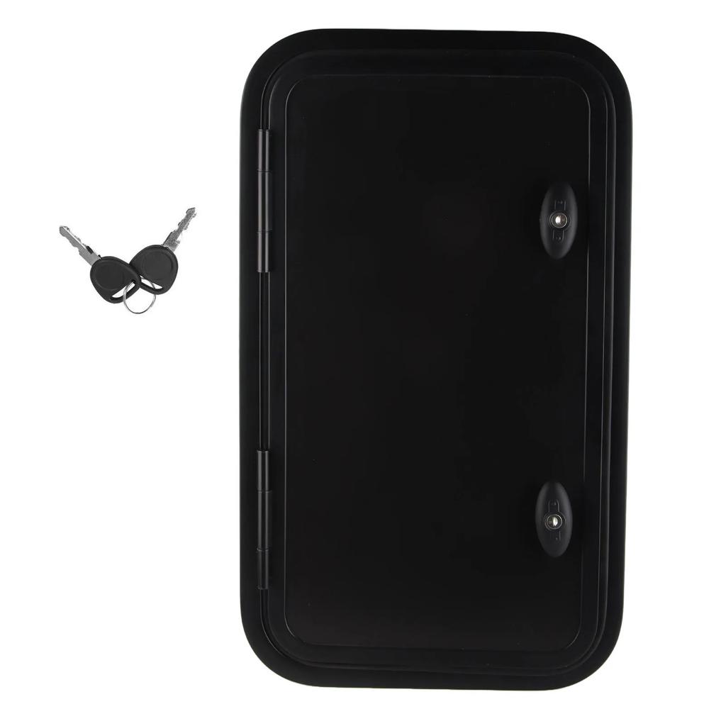 Heavy Duty Rounded Corner Black UV Proof Baggage Door RV Storage Hatch RV Storage Hatch with Lock and Key for Camper Van Tools