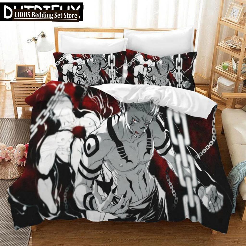 Jujutsu Kaisen Japan Anime 3D Printed Bedding Set King Duvet Cover Pillow Case Comforter Cover Bedclothes Duvet Covers