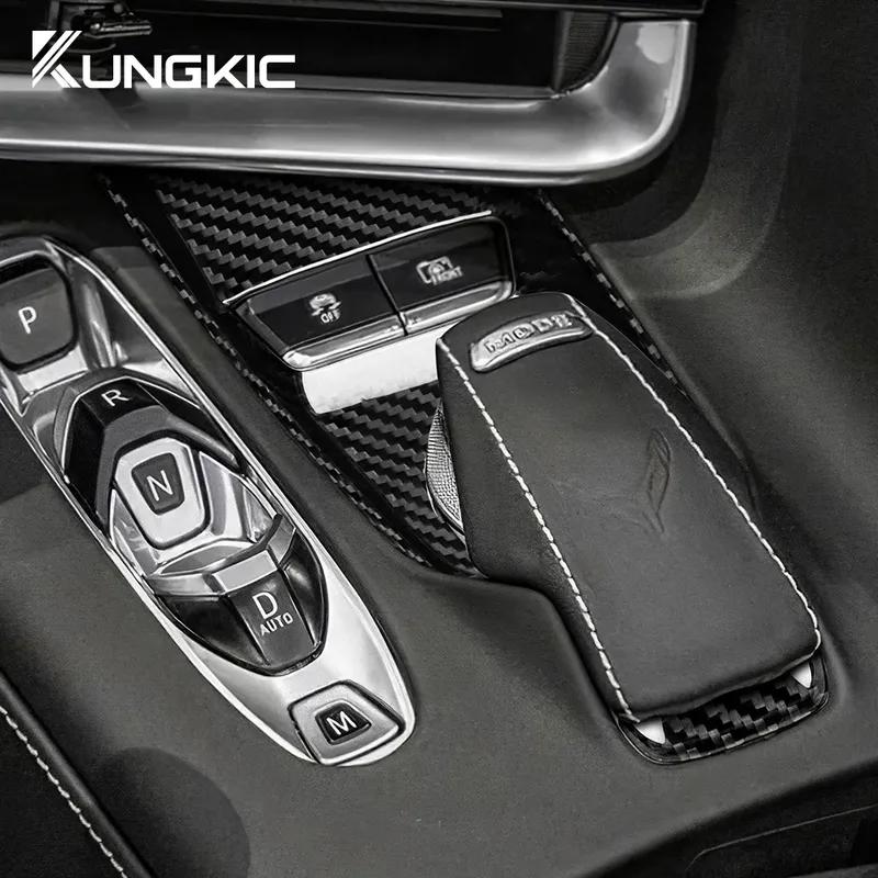 Real Dry Carbon Fiber For Chevrolet Corvette C8     Center Control Button Panel Sticker Interior Accessories