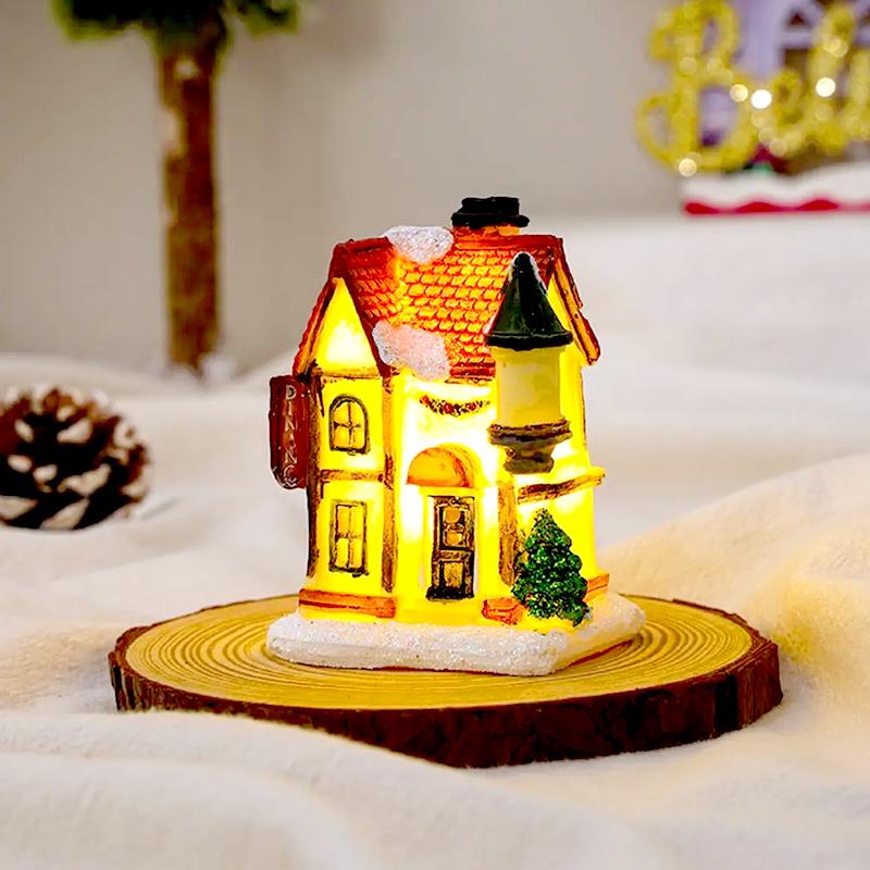 1 szt. Świecąca ozdoba domu Festiwal Ciepłe oświetlenie Dekoracja domu LED Pokrywa śnieżna Rękodzieło Figurka statuetka Boże Narodzenie Romantyczny