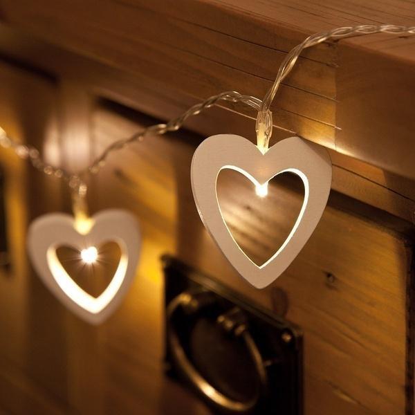 3 Meters 20LEDs Multicolor String Fairy Lights Xmas Christmas Party Lamp Wooden Heart Pendant