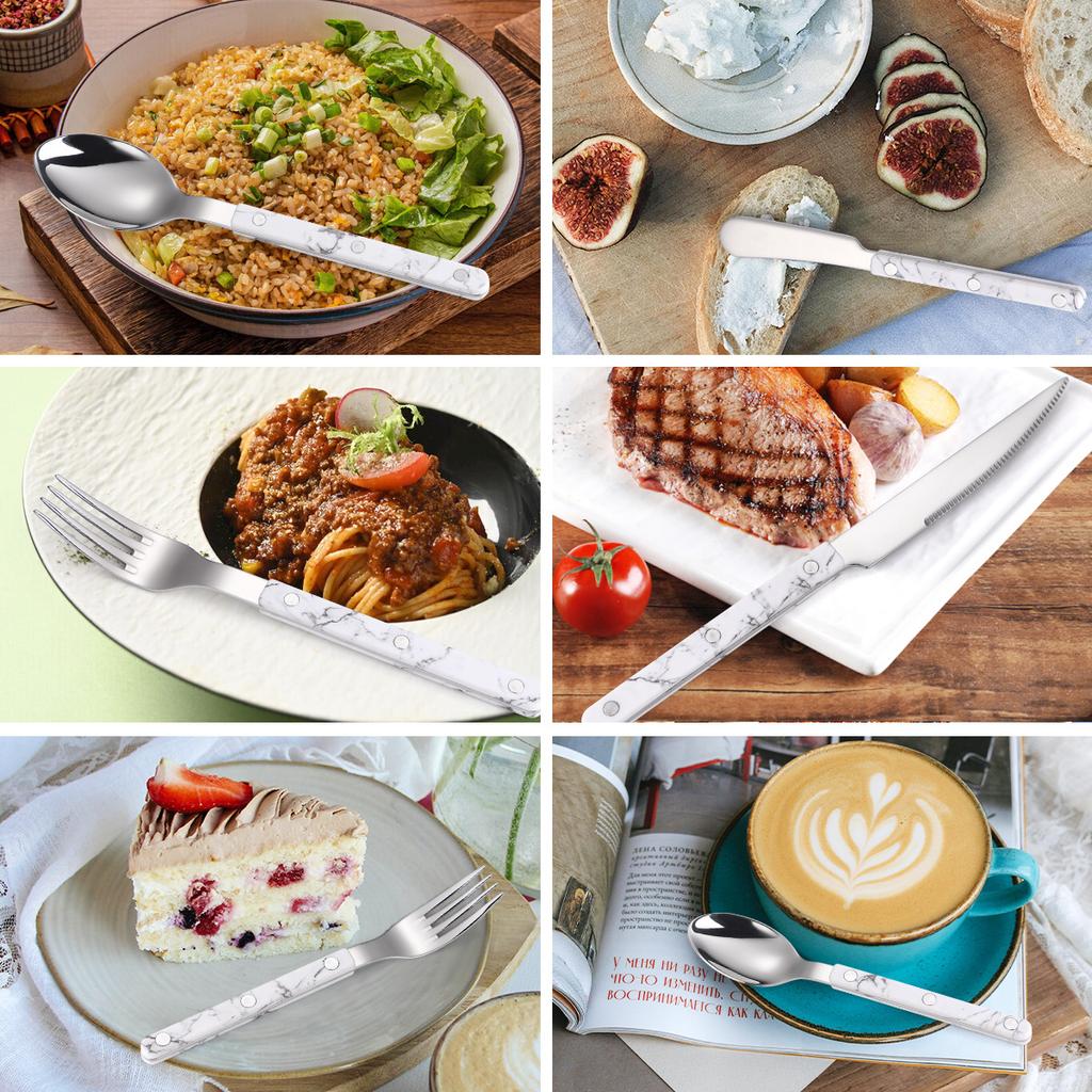 304 Edelstahl Besteckset Westliches Messer Gabel Löffel Steakmesser Haushalt Leichter Luxus Retro Drei-Nagel-Klammergriff