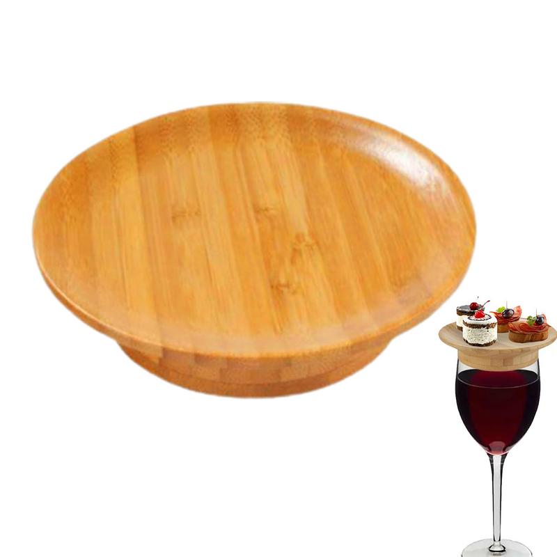 Round Wooden Wine Glass Topper Appetizer Plates Red Wine Splashing Coasters Wine Glass Charcuterie Board Topper Wood Coasters