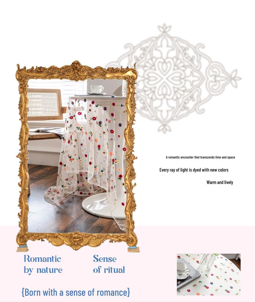 Imanqiyun Colorful Embroidered Floral Lace Tablecloth and Photography Backdrop.