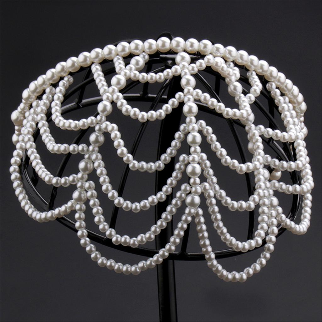 Lightweight Prom Event Headband Pearls Mesh Hair Accessory Fashionable Hair Decors For Parties And Ceremonies