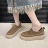 2025 autumn leather muffin shoes women's new fashion single shoes one-pedal loafers simple versatile platform lazy shoes