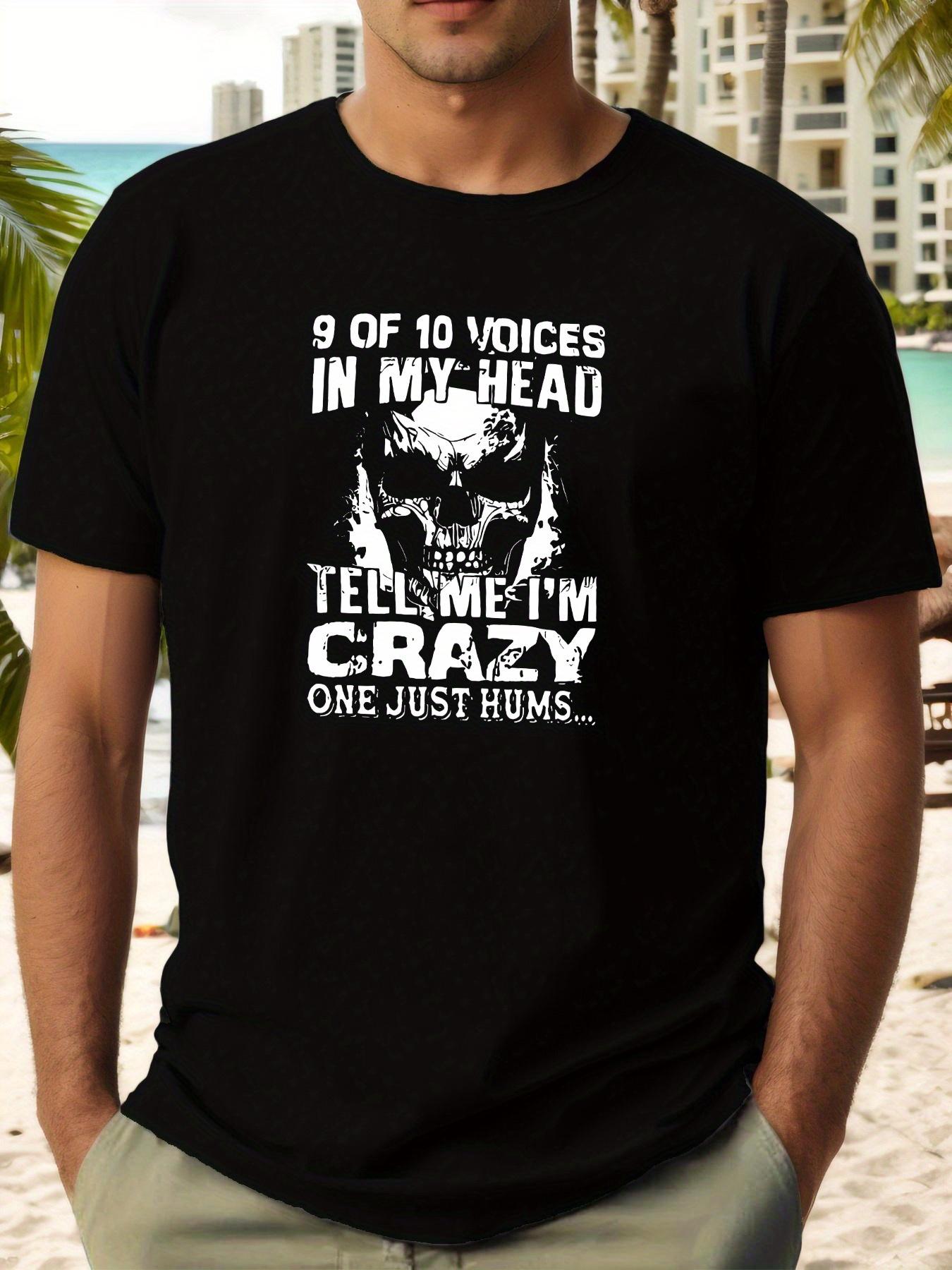 CRAZY Graphic Summer T-shirt - Bold Skull & Text Print XXL