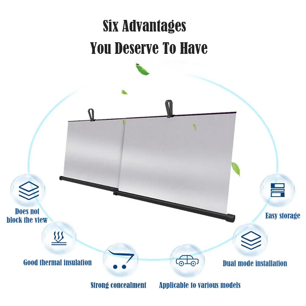 Car Sun Shade Sunshade Curtain Auto Front Window Sunshade Covers Auto Retractable Sunscreen Heat Insulation Block Hidden