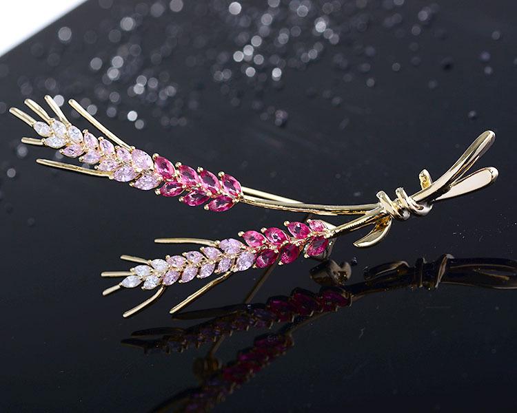 Elegante Weizenähren Zirkon Brosche - Modisches Anstecknadel Zubehör für Damen