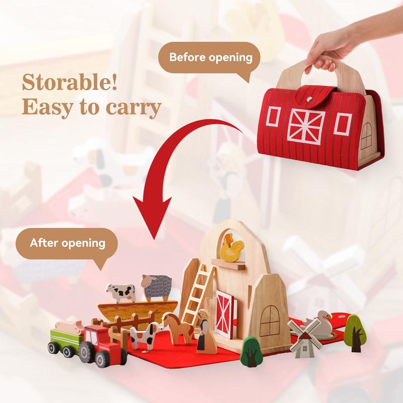 Baby Montessori Wooden Toy Kid Building Blocks Farm Theme Animal Stack Games Children Hands-on Balance Ability Stacking Toy Gift