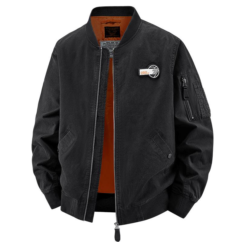 Baseball Collar Jacket, Men's Pure Cotton Stand Up Collar Functional Suit, Flight Suit, Casual Sports Jacket