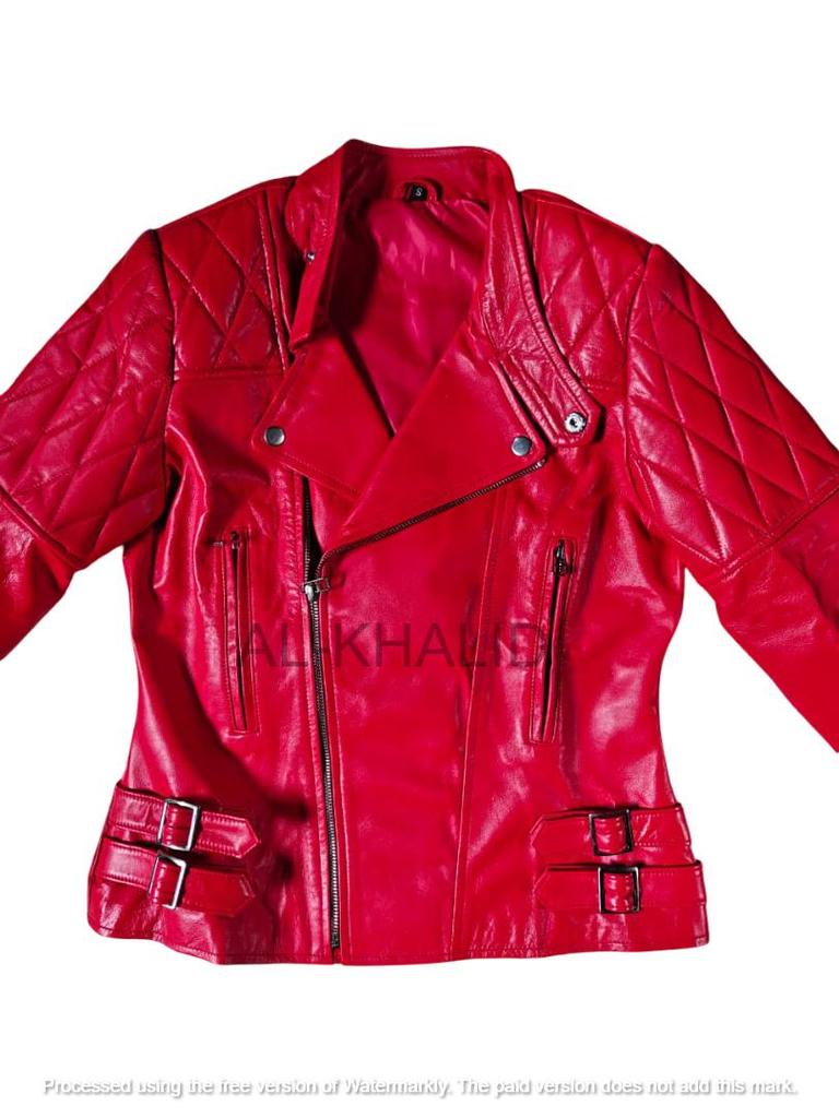 Echtes Leder Motorrad Slim Fit Damen Weiche stilvolle Bikerjacke Lammfell Rot