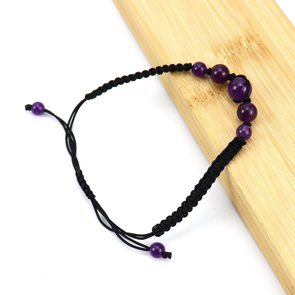 Hand-Woven Natural Crystal Bead Bracelet, Stone Beaded Bracelet, Green Dongling Agate Amethyst Bracelet B85.