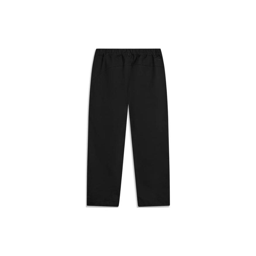 Li Ning Solid Color Mid Waist Straight Loose Casual Pants Men Bottoms Black AKXT789-1