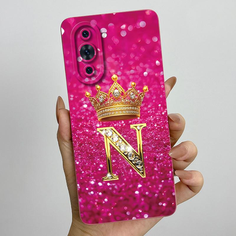 For Huawei Nova 10 Pro Nova10 Crown Initial Letter Couple Phone Case Huawei Nova 10 10Pro Soft Silicone TPU Protective Casing