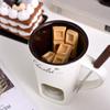 Universelle doppellagige hitzebeständige Keramiktasse Mini Schokoladenkäse Eis Fonduebereiter-Set Kaffeetasse Kleiner Wärmer 1 Stück