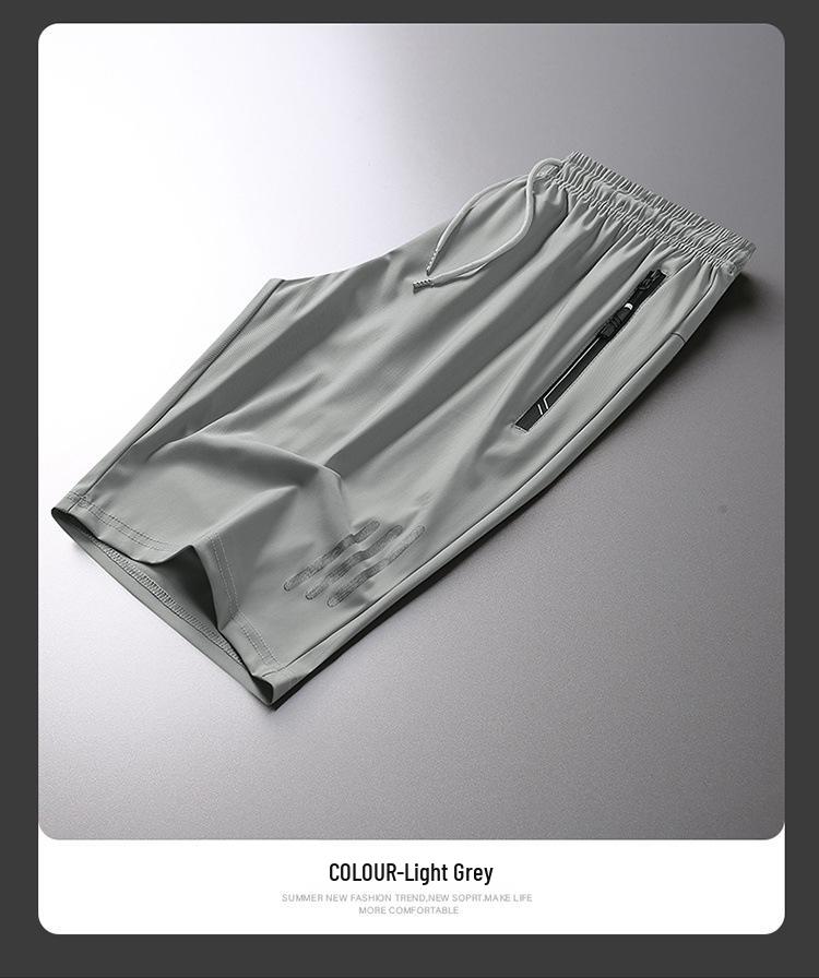 Men's Plus Size Quick-Dry Ice Silk Sports Shorts - Breathable, High Elastic Outdoor Casual Pants