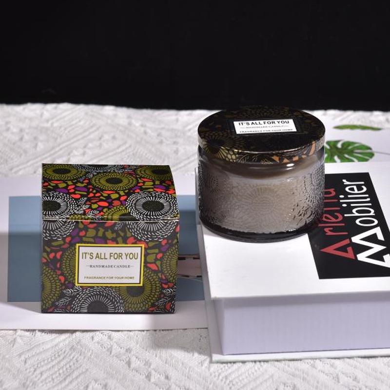 DIY Embossed Glass Handmade Plant Wax Scented Candle Creative Bedroom Scented Candle