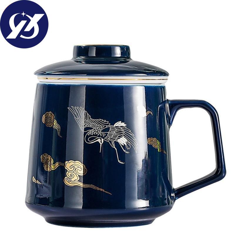 Keramický oddělovací šálek na čaj Porcelánové ručně malované šálky s filtrem Kreativní barevná glazura Kancelářský hrnek na vodu Nádobí na pití