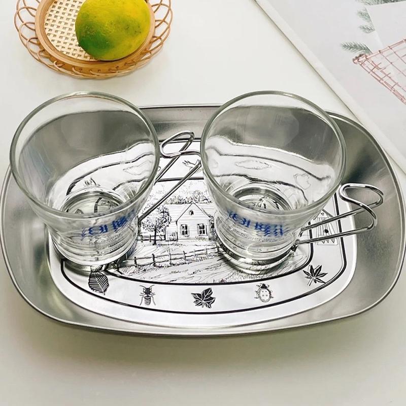 Metal Serving Dish Vintage Tinplate Dinner Plate Stainless Steel Serving Tray Round Seasoning Plates Set For Fruits For Dining