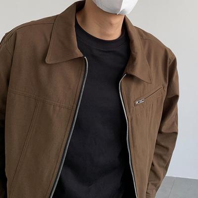 Men's Vintage Washed Retro Jacket - Black High Street Casual Top for Spring and Autumn