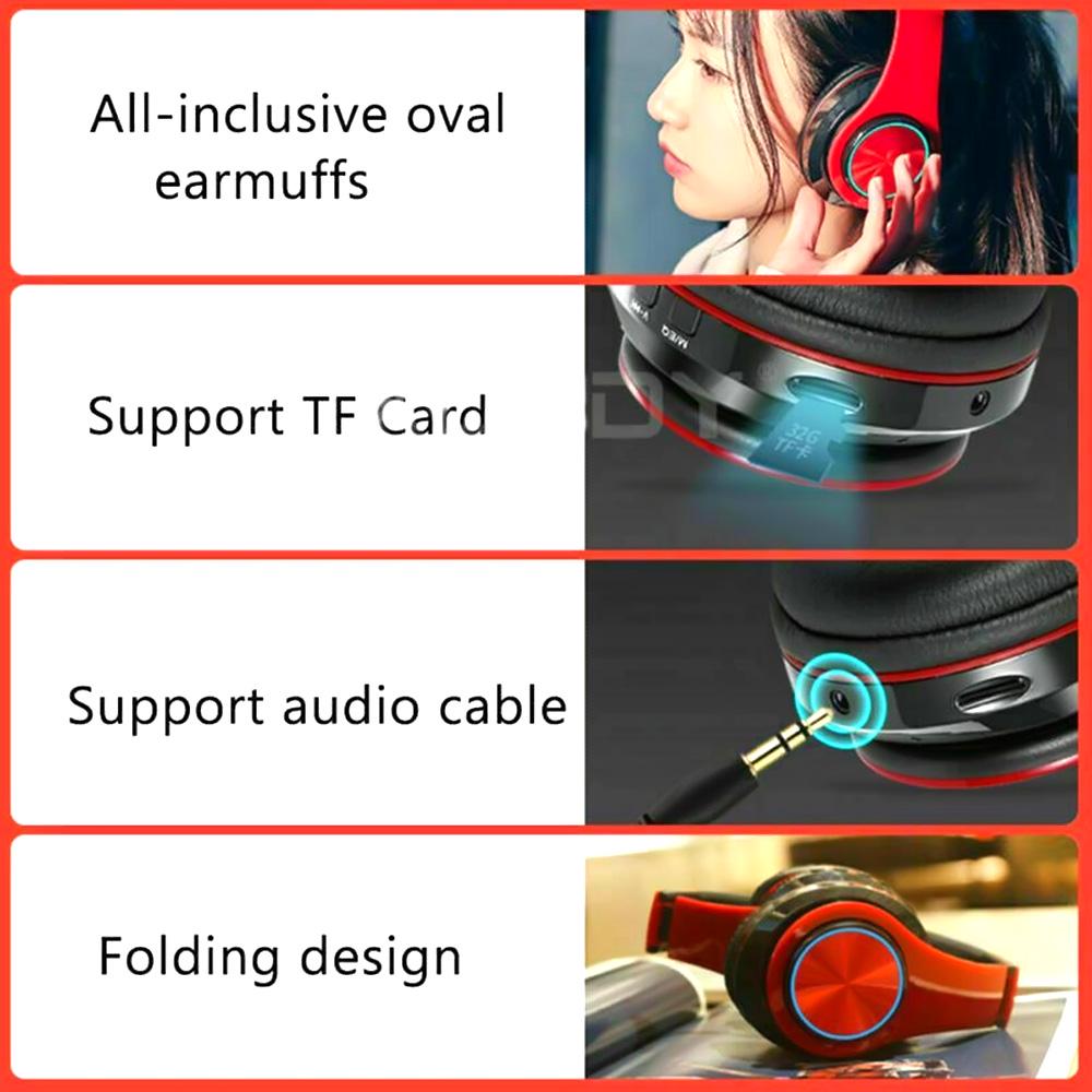 B39 RGB Luminous Wireless BT 5.0 Gaming Headset Stereo Headphone Foldable Earphone Headphone Mic