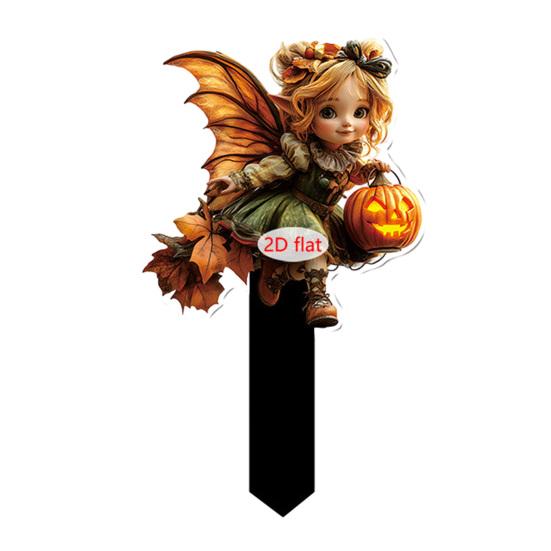 Halloween Fairy Garden Pumpkin House Holiday Party Stake 2D Acrylic Sign Decoration Fairy C