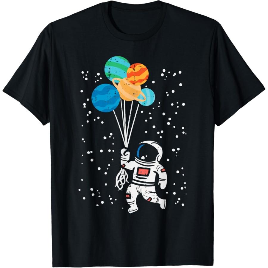 Cosmos Planet Balloons Astronaut Space Kids Men Women T-Shirt