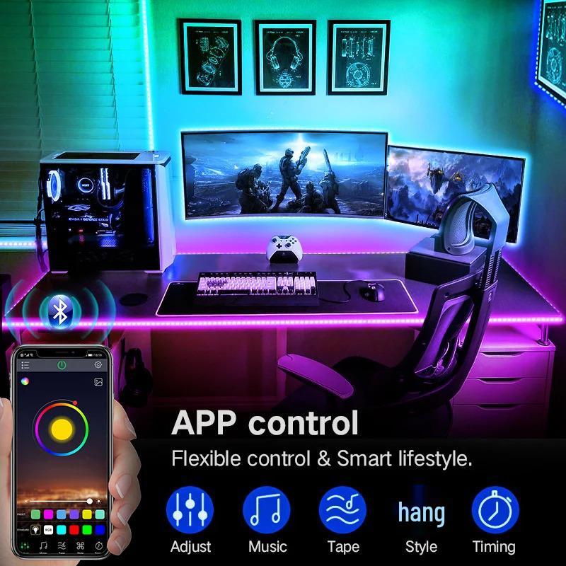 2835 RGB LED Strip Set with Bluetooth & 24-Key Remote, 5V USB