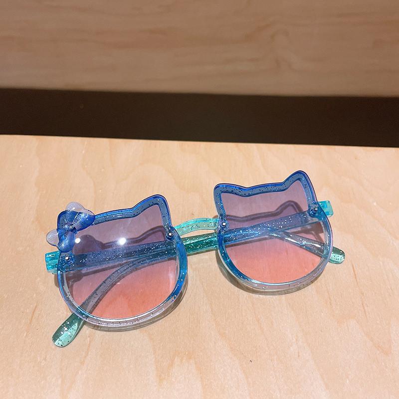 New Korean Style Cat Shape Children's Cute Cartoon Sunglasses Kids Anti UV Eyewear Round Colourful Sunglass