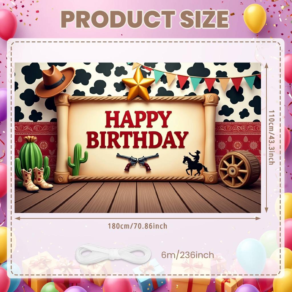 Rodeo Birthday Banner Cowboy Riding  Rodeo Party Display Wild West Birthday Banner Gold Star Embellishment