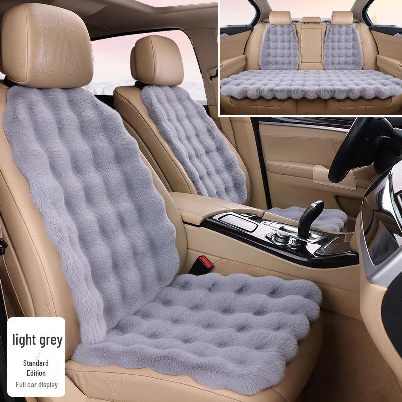 Plush Faux Rabbit Fur Car Seat Cushion: Luxurious Lumbar Support for Autumn and Winter Comfort