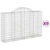 VidaXL Paniers à gabions arqués 9 pcs 200x30x120/140 cm Fer galvanisé, gabion, cage de gabion, panier de mur de gabion, mur 3146138