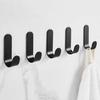 Set of 5 Black 304 Stainless Steel Adhesive Wall Hooks – 10 Kg Capacity, 6.2×1.8 Cm