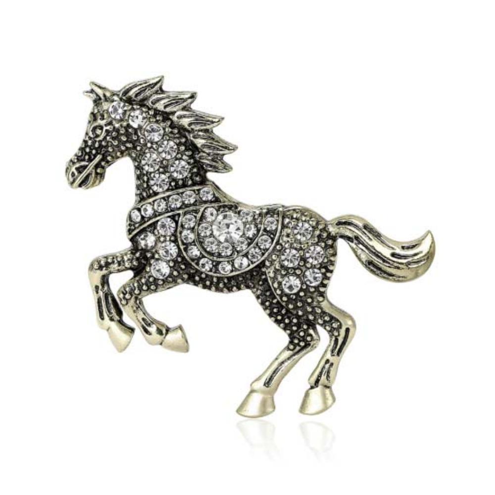 Luxury Zodiac Animal Lapel Pins Classic Metal Badge Pin Rhinestone Horse Brooches  New Year Gifts