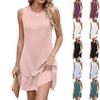 Women's Casual Fashion  Color Round Neck Sleeveless Backless Tie Dress