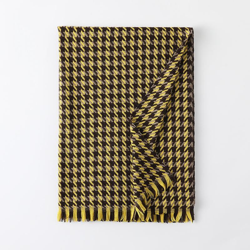 2025 New Winter Checkered Cashmere Scarf Thickened Shawl Scarf Women Thousand Bird Grid Scarf