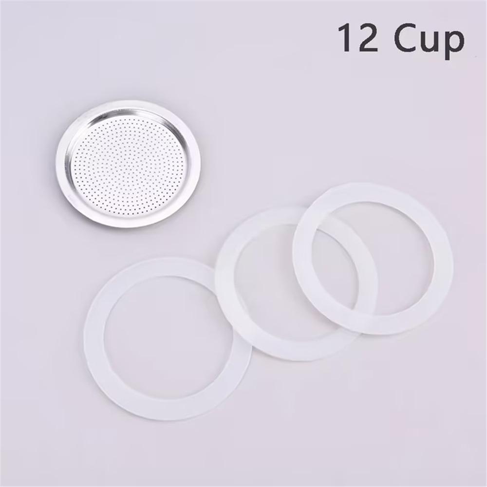 1 Set Silicone Coffee Rubber Ring Aluminum Filter Replaceable Seal Filter Screen Special Coffee Bottle Gaskets