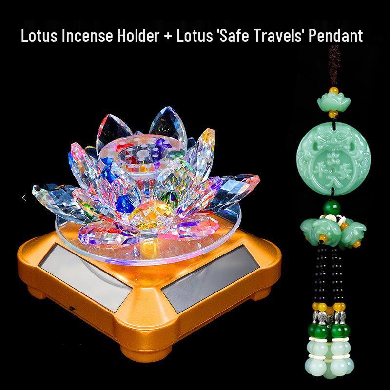 Rotating Crystal Lotus Solar Car Air Freshener & Aromatherapy Ornament