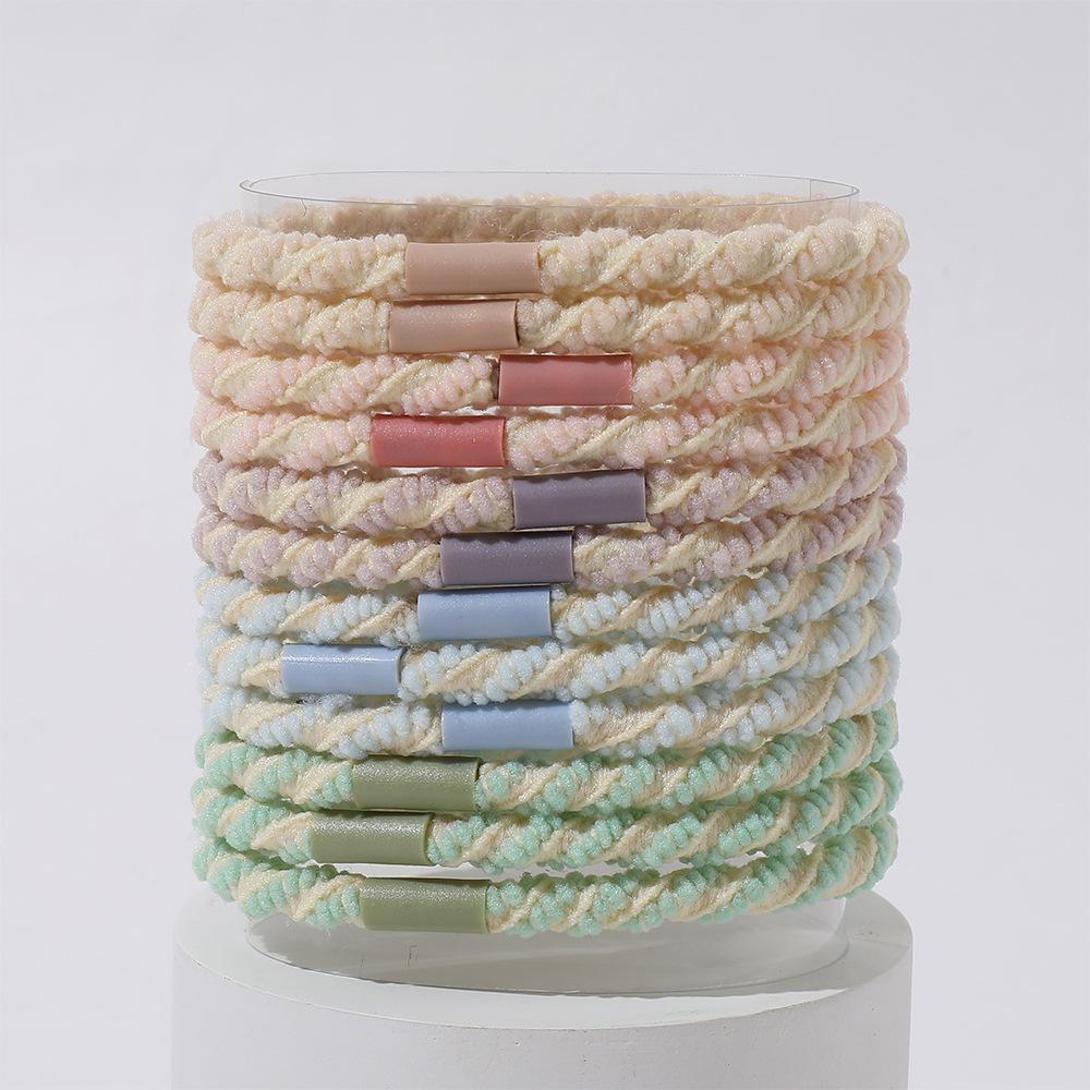 Velvet Mixed Color Braided Hair Ties: High Elasticity Hair Scrunchies for Stylish Buns and Commute-Friendly Accessories