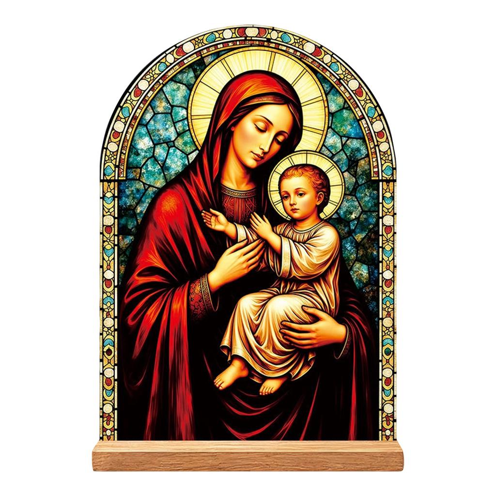 Easter Sacred Heart Tabletop Decoration Faux Glass Acrylic Display for Home Shelf Decor