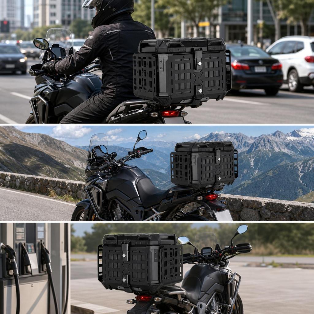 Motorcycle Rear Storage Case Lockable for Adventure Tourers
