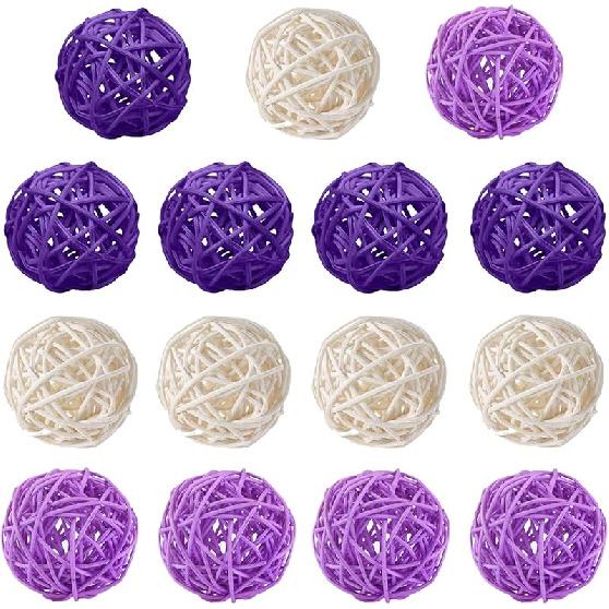 15 Pieces Wicker Rattan Balls Decorative Orbs Vase Fillers for Craft, Party, Wedding Table Decoration, Baby Shower, Aromatherapy Accessories, 2 Inch