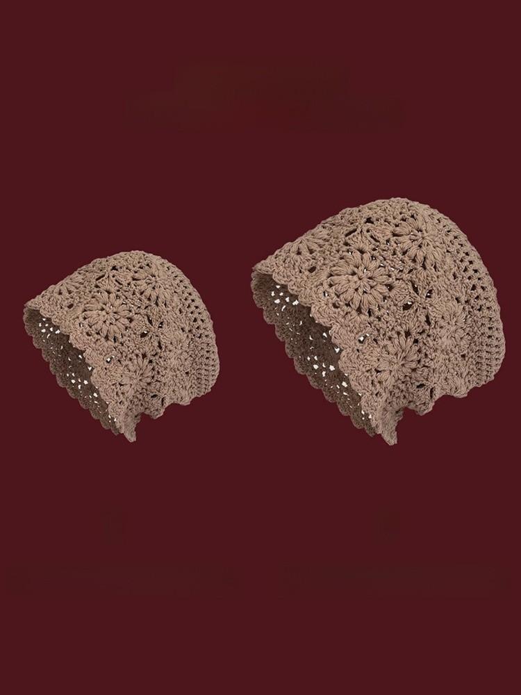 Hanbok Style Handcrafted Cotton Big Head Hat With Openwork Tassels For Summer Beach Wear