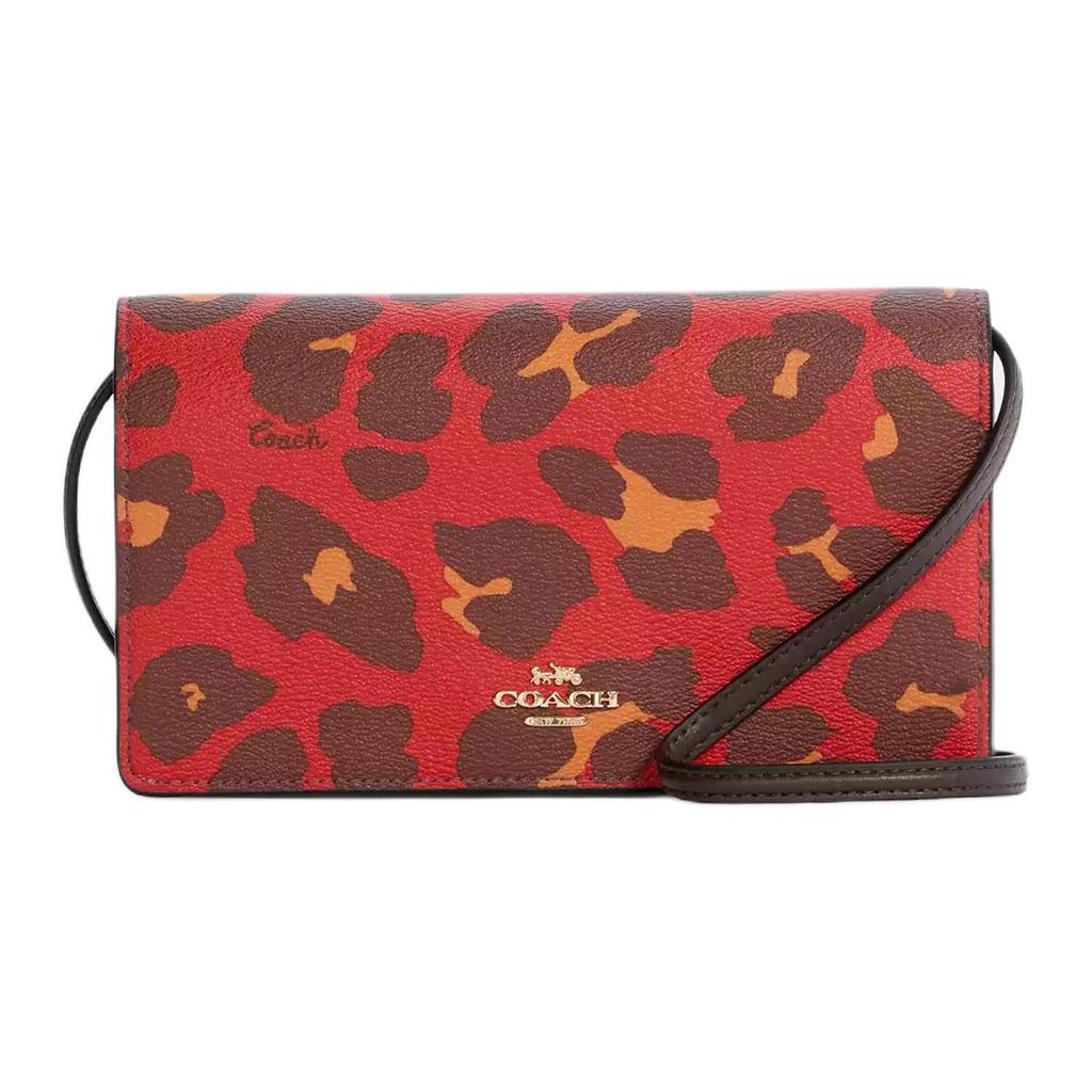 New COACH Anna Coated Canvas With Leather Shoulder Bag, Crossbody Bag Trumpets Women's Red 7301-IMRCK