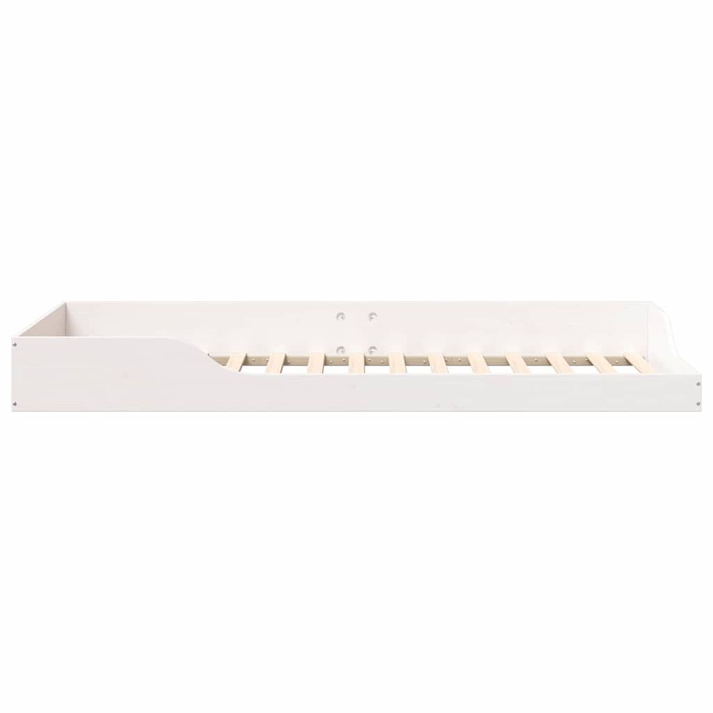 Bed Frame in White 100 x 220 cm Solid Pine Wood