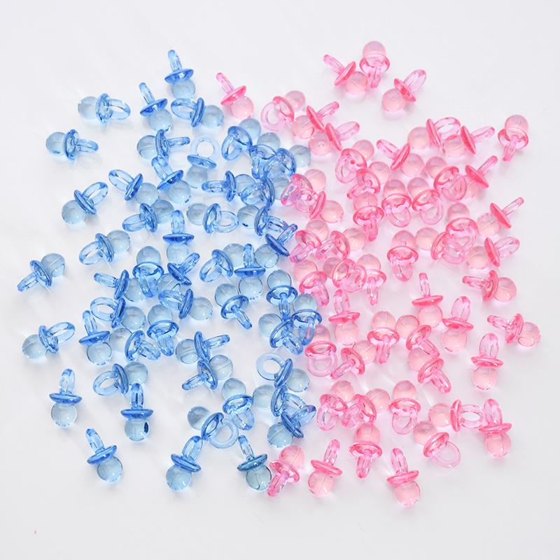 50Pcs Mini Acrylic Blue Pink Pacifier Nipple Confetti For Baby Shower Decoration Gender Reveal Table Scatter Birthday Party