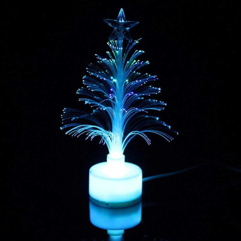 2026 USB Powered Fiber Optic Christmas Home Office Desk Festival Party Tree Mini Desktop LED Color Changing Lights Decor Gifts
