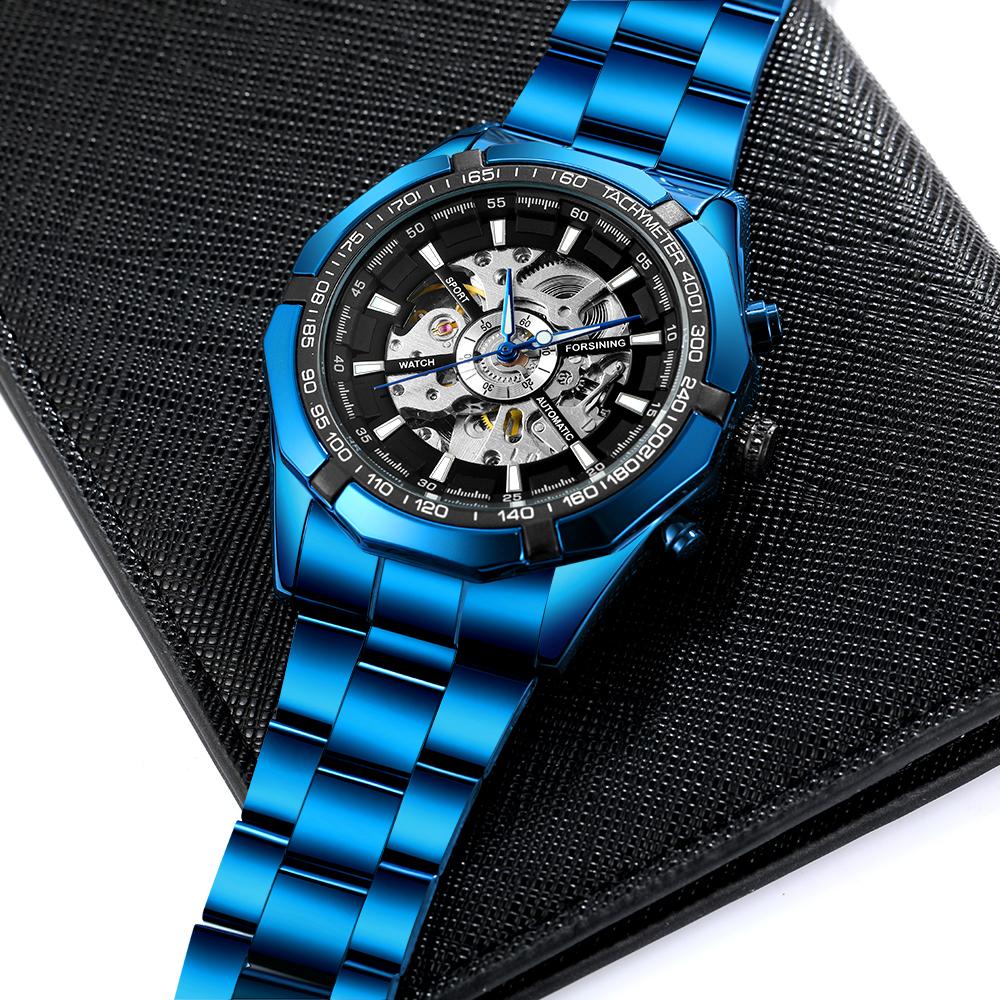 New Fashion Transparent Retro Men's Automatic Mechanical Watches Top Brand Luxury Stainless Steel Skeleton Clocks Reloj Hombre